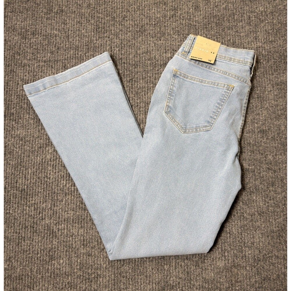 Studio 12 Boot Cut Jeans Women Size 11 Stretch Mid Rise Light Blue Denim NEW